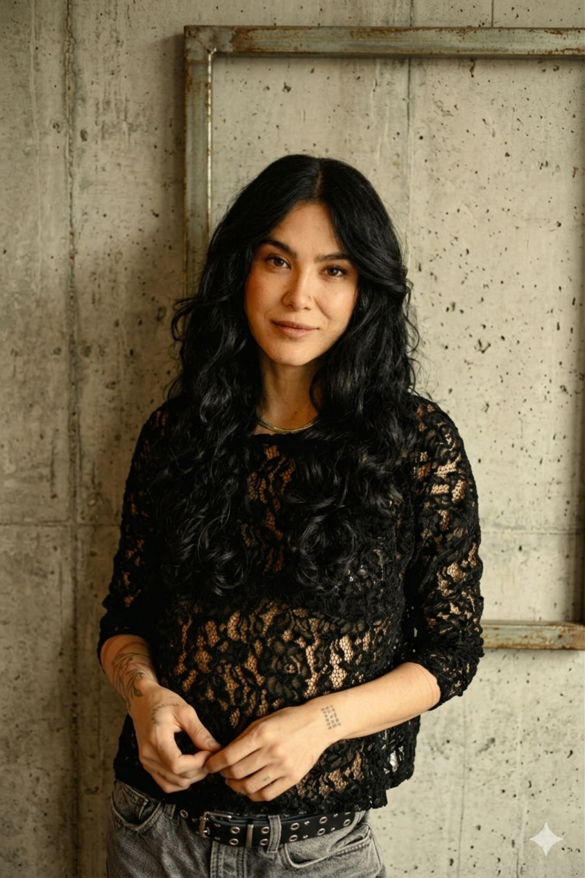 Blusa   manga larga en encaje