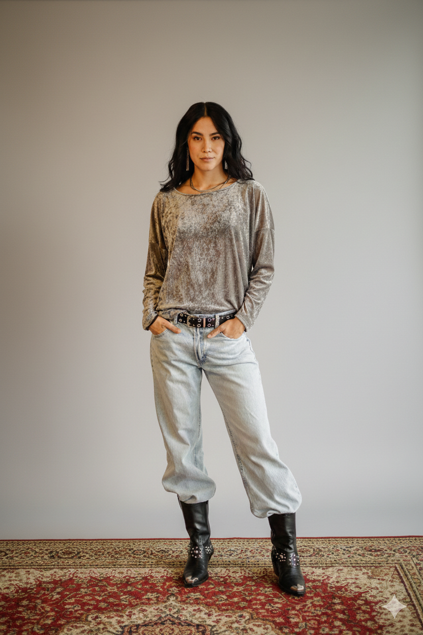 Buzo gris en terciopelo