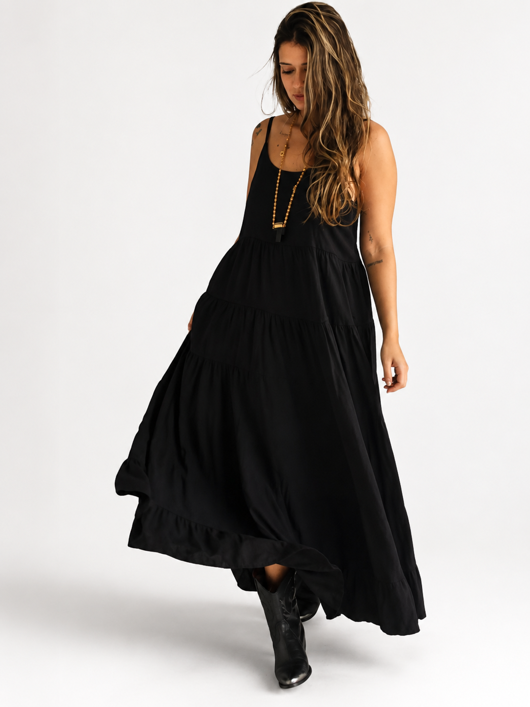 Vestido largo boleros negro