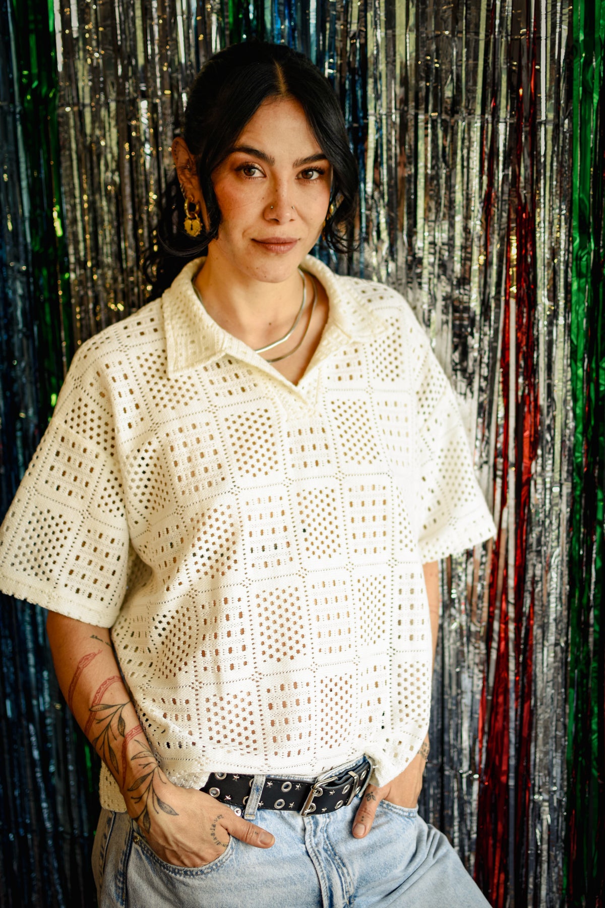 Camisa tejida manga corta