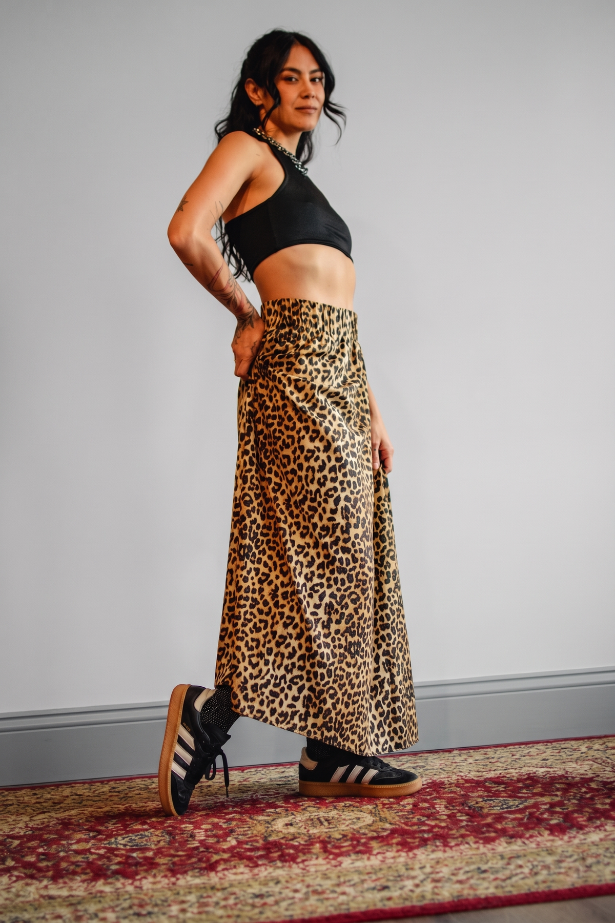 Falda larga animal print