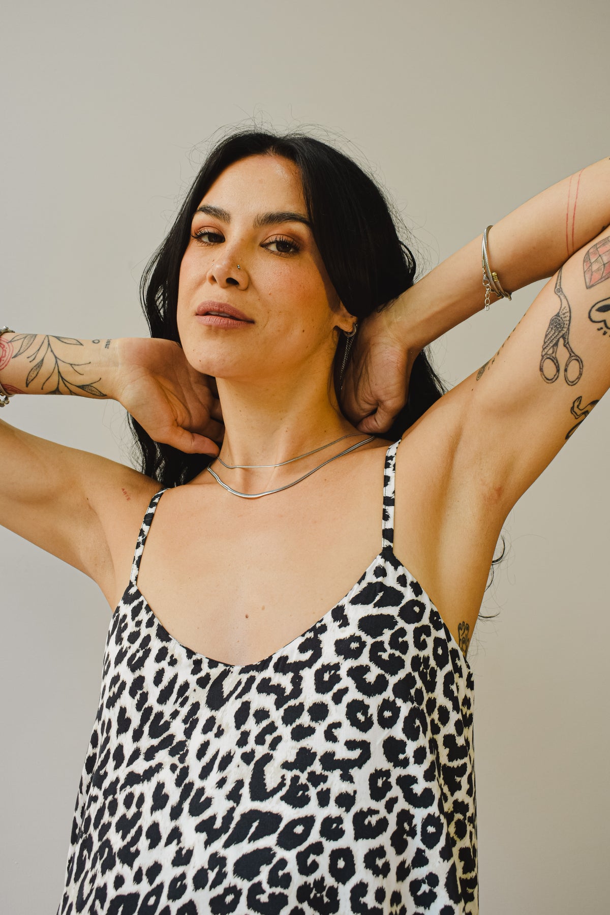 Vestido largo animal print blanco